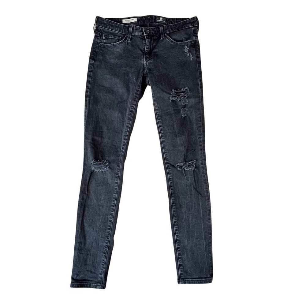AG Adriano Goldschmied Jeans Womens‎ Size 26 Gray black Super Skinny Distressed